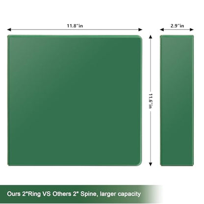 COMIX Sturdy 3 Ring Binder 2 inch with Clear View Cover, 2" Slant-D Ring View Binder Holds 500 Sheets of US Letter Size Paper, 6 Pack (Green) - color: Green, size: 2 inch