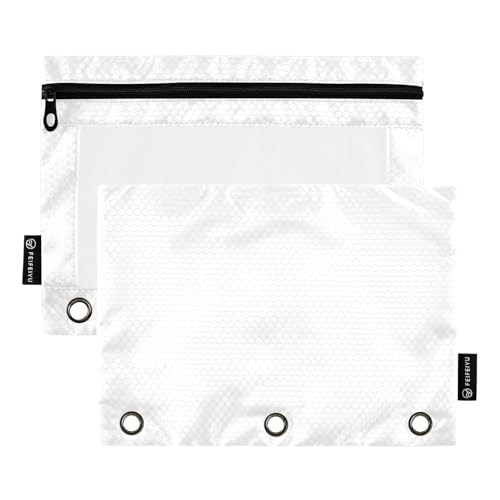 Gredecor Binder Pencil Pouch 3 Ring White Zipper Pencil Pouches Case 2 Pack Clear Binder Organizer for School Office - color: White