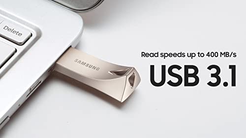 SAMSUNG BAR Plus 256GB - 400MB/s USB 3.1 Flash Drive Champagne Silver (MUF-256BE3/AM) - color: Silver, style: 256 GB