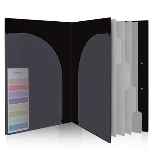 SKYDUE Accordion File Organizer, 5 Pocket Expanding File Folders with Pockets, Document Organizer, Portable Paper Organizer，School Office Supplies Black - color: Black