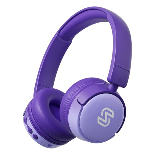 S62 Kids Bluetooth Headphones On Ear, Wireless Headset with Mic & 85/94dB Volume Limiter, Foldable Stereo Headphones for Boys Girls, Safe Learning & Entertainment Headphones for School/Travel - color: Purple