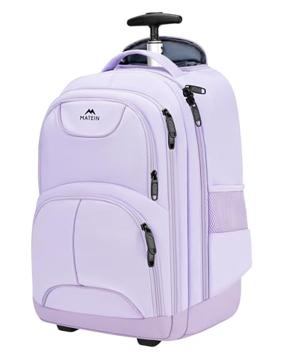 MATEIN Rolling Backpack for Women, 17 Inch Laptop Backpacks with Wheels | Backpack with Wheels, 17 inch Laptop Backpack, 36 L Main Compartment, Breathable Adjustable Straps, Rolling Travel Bag - color: Purple, size: 17-inch
