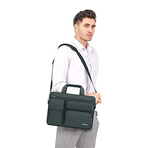 MOSISO Laptop Shoulder Bag 15.6 inch, 15-15.6 inch Computer Bag | Compatible with MacBook Pro 16 inch, HP, Dell, Lenovo with 2 Raised&1 Flapover&1 Horizontal Pocket&Handle&Belt, Emerald Green - color: Emerald Green, size: 16 inch