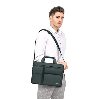 MOSISO Laptop Shoulder Bag 15.6 inch, 15-15.6 inch Computer Bag | Compatible with MacBook Pro 16 inch, HP, Dell, Lenovo with 2 Raised&1 Flapover&1 Horizontal Pocket&Handle&Belt, Emerald Green - color: Emerald Green, size: 16 inch