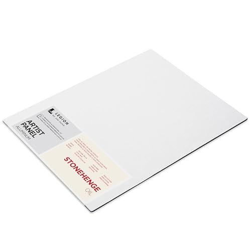 Legion Artist Panel, 1/8" Composite Brushed Aluminum with Stonehenge Oil 100% Cotton White 320gsm Paper, 12 x 16 inches for Oil Media - size: 12 x 16