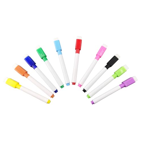 CYBERNOVA Magnetic Small Whiteboard Pens Dry Erase Markers Set,Fine Tip Whiteboard Pen with Eraser Cap, Low Odor, Assorted Colors for Office, School & Home (10pcs colorful)
