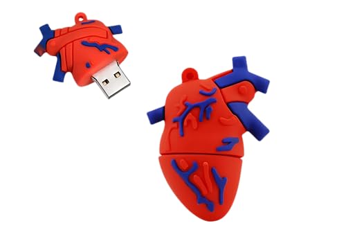 64GB USB 2.0 Flash Drive Cartoon Novelty Organ Heart Shaped Memory Stick Silicone Rubber Pendrive - color: Humanheart, size: 64GB 2.0