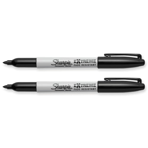 Sharpie Extreme Permanent Markers, Fine Point, Black, Fade & UV Resistant, Quick-Drying, Marks Plastic Glass & Wood, 6 Count