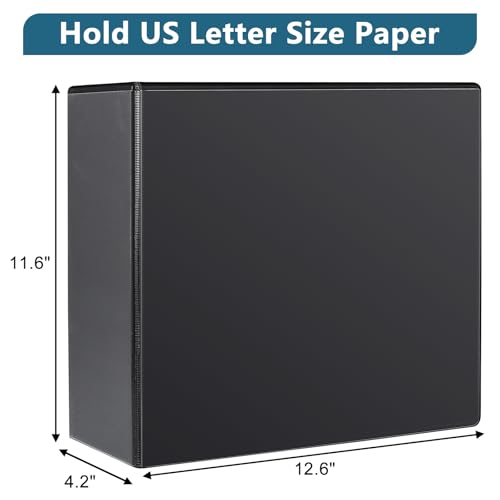 CIXILDTS 4" 3 Ring Binder, Standard 4-Inch Slant-D Ring Binder Fit Letter Size Paper, Presentation View Binders, 6 Packs, Black - color: Black, size: 4", style: 6-Pack