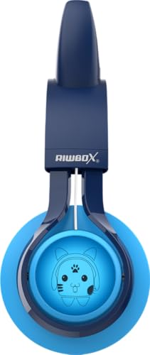 Riwbox CT-7 Cat Ear Bluetooth Headphones, LED Light Up Bluetooth Wireless Over Ear Headphones with Microphone and Volume Control for Travel/School/Smartphones/Laptop/PC/TV (Blue) - color: Blue