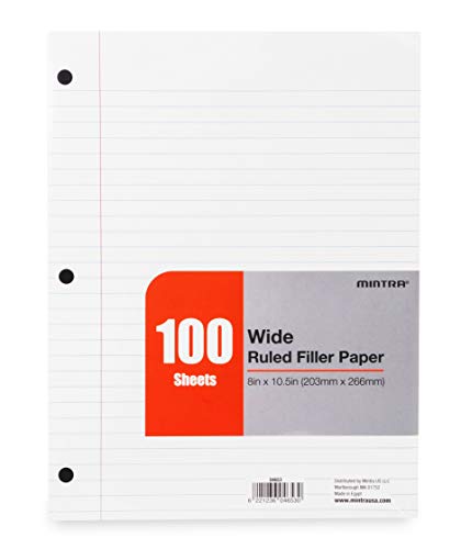 Mintra Office Filler Paper (Wide Ruled, 2400 Sheets (4-6pks)) - color: Wide Ruled, size: 2400 Sheets (4-6pks)