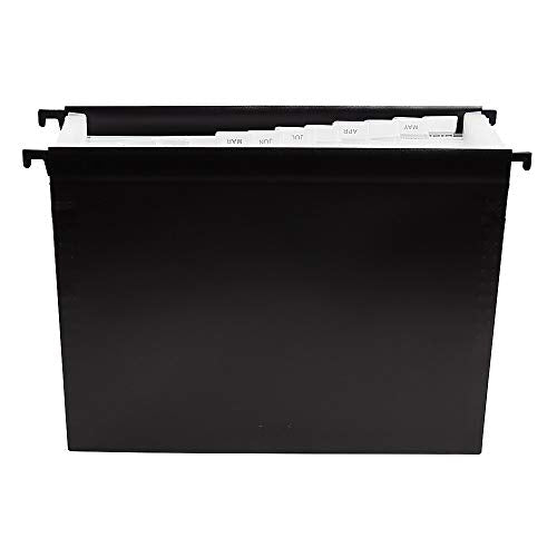 Staples Poly Expanding Hanging File Folder, 12‑Pocket Letter‑Size Accordion File with Jan–Dec Index, Durable Poly Construction, Black