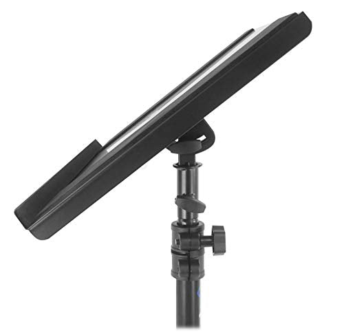 Rockville RLS68 Dual-Tray Laptop/Tablet Stand, Adjustable Height 30-51", Foldable, Portable, for DJs, Presenters, and Musicians | 30-51" Height, 22 lb Capacity, 15.75" x 11" Main Tray, 7.8" x 5.5" Side Tray, Angle Adjustment, Folding Steel Frame
