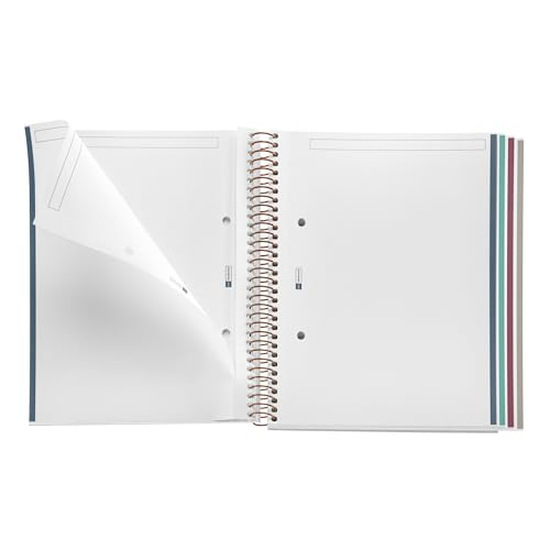 Miquelrius M Fashion 4 Subject Spiral Notebook, Lined A5-8.25" x 5.87" 120 Sheets White Heavyweight Paper, Subjects Separated by color, 2 Hole Punched, Micro-Perforated, Constellations Design