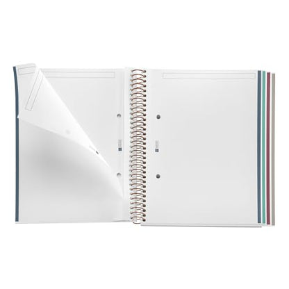 Miquelrius M Fashion 4 Subject Spiral Notebook, Lined A5-8.25" x 5.87" 120 Sheets White Heavyweight Paper, Subjects Separated by color, 2 Hole Punched, Micro-Perforated, Constellations Design