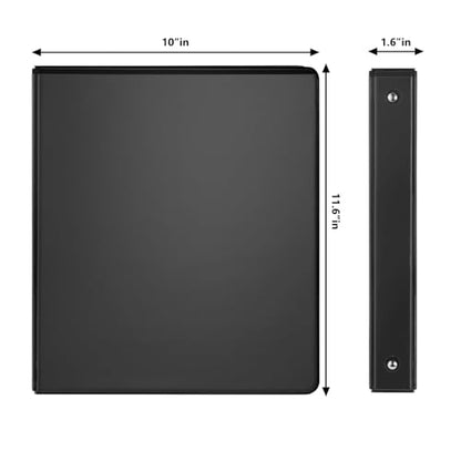 COMIX Sturdy 3 Ring Binder 1 inch with Clear View Cover, 1" Round Ring View Binder, PVC-Free, 2.4mm-Thick, 200 Sheets Capacity of US Letter Size Paper, Office ＆ School Supplies, 8 Pack (Black) - color: Black, size: 1 Inch, style: 8 Pack