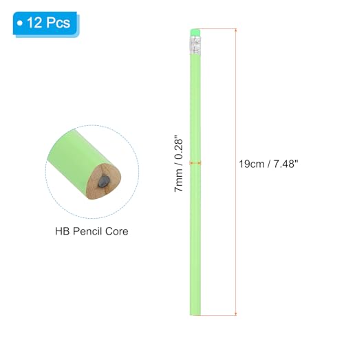 PATIKIL Round Pencils, 12 Pack Triangle HB Graphite Pencil Woodcase Wooden Pencils with Eraser for Classroom Office Writing Drawing Supplies, Green - color: Green
