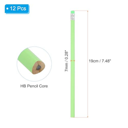 PATIKIL Round Pencils, 12 Pack Triangle HB Graphite Pencil Woodcase Wooden Pencils with Eraser for Classroom Office Writing Drawing Supplies, Green - color: Green