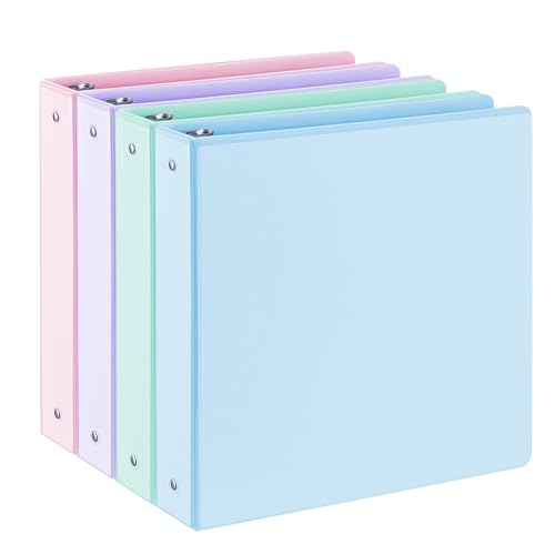 1.5'' 3-Ring-Binder with Pockets, 325 Sheets Capacity, 2 inch Binders fits 11" x 8.5" US Letter Size, Assorted 4 Pastel Colors - Ideal for School, Office, and Home Use (1.5 inch)