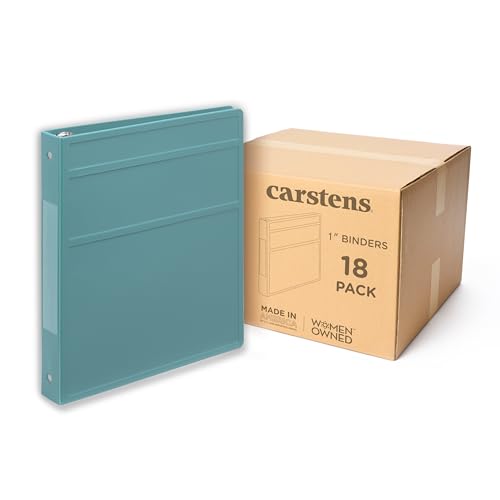 Carstens 1-Inch Heavy Duty 3-Ring Binder - Side Opening, Powder Blue, Durable Plastic, No-Gap Rings, Waterproof Cover No Pockets, Holds 125 US Letter Sheets, BPA-Free, Made in USA (8704-3R) Case of 18 - color: Light Blue, size: Case of 18