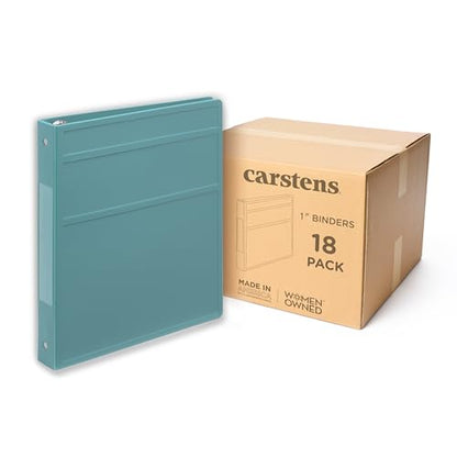 Carstens 1-Inch Heavy Duty 3-Ring Binder - Side Opening, Powder Blue, Durable Plastic, No-Gap Rings, Waterproof Cover No Pockets, Holds 125 US Letter Sheets, BPA-Free, Made in USA (8704-3R) Case of 18 - color: Light Blue, size: Case of 18