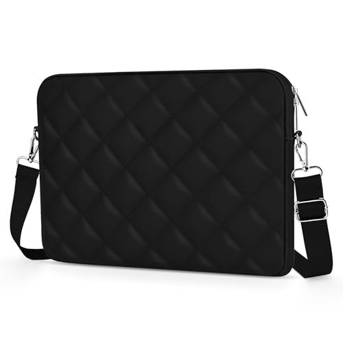 Puffy Quilted Laptop Sleeve with a Shoulder Strap Compatible with MacBook Air 15 inch M2 A2941 2023/Pro 15 A1990 A1707, 15 Surface Laptop 5/4/3, Compatible with Dell XPS 15 - color: Sleeve - Black, size: 15 inch