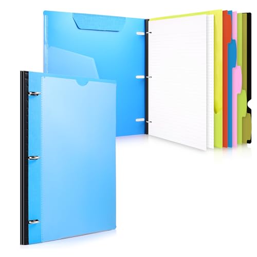 WOT I 1-Pack Telescoping 3 Ring Binder Notebook - Customizable Cover, 5 Dividers & Pocket Folder in One Slim Organizer (60 Sheets Included), Blue - color: Blue, size: 1 Pack