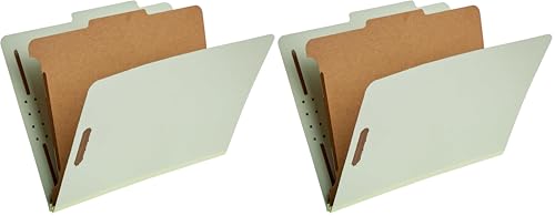 Amazon Basics Classification File Folders, 1 Divider, 2-Inch Embedded Fasteners, Letter Size for Documents, Light Green, 20-Pack - color: Light Green, size: 12.05 x 10.47 Inch (Letter) (Pack of 2), style: 1 Divider