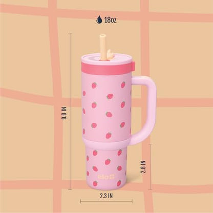 Ello Oasis 18oz Insulated Stainless Steel Kids Tumbler with Straw, Strawberries - color: Strawberries, size: 18 Ounces