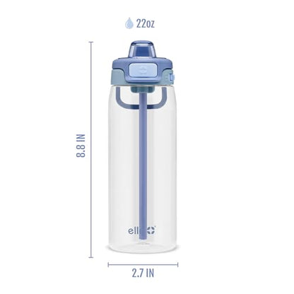 Ello Pop & Fill 22oz Tritan Plastic Water Bottle with Quick Fill Technology | Clear Water Bottle for School, College, Travel | Leakproof Locking Lid, Straw and Chug, Reusable, BPA-Free | Rain Cloud - color: Rain Cloud