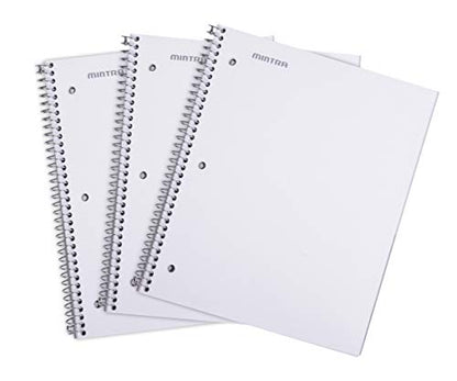 Mintra Office Durable Spiral Notebooks, 1 Subject, (White, Wide Ruled 3 Pack), 100 Sheets, Poly Pocket, Moisture Resistant Cover, Strong Chipboard back, For School, Office, Business - color: White, size: Wide Ruled 3pk