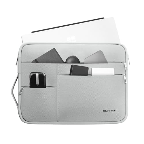 Omnpak Surface Pro 11 Case,13 inch Laptop Sleeve for Surface Pro 12/11/10/9/8/X/7/6/5/4/3 with Multi-Pocket and Side Handle Strap,Water-Resistant Laptop Carrying Bag - color: Gray, size: For Surface Pro 11/12/10/9/8/7/6