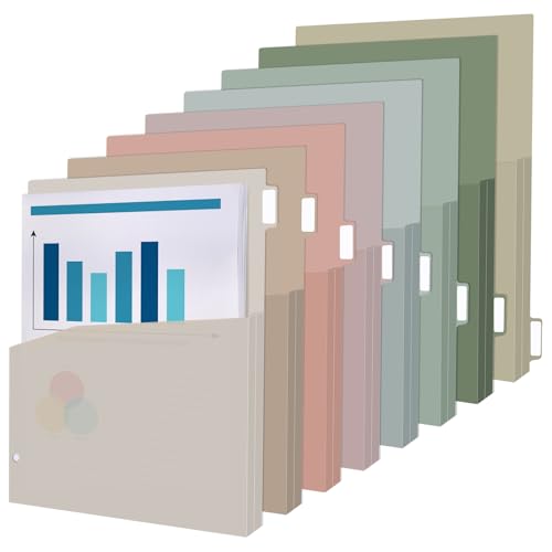 gisgfim 24Pcs Expanding Binder Dividers with 1/4" Expand Pockets, 3 Sets 8 tabs Multicolor Dividers for 3 Ring Binders, Office School Business Home Use (Morandi) - color: Morandi