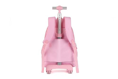 Rolling travel Laptop Backpack for school Teens Girls (STAR HEART PINK) - color: Star Heart Pink