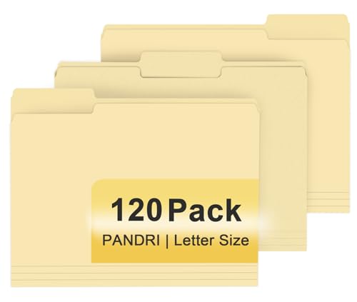File Folder, PANDRI 120 Pack File Folder, 1/3 Cut Tab, Letter Size, Filing Folder for Office School Business, Manila - color: Manila