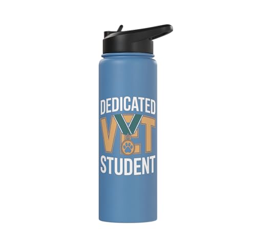 Dedicated Vet Student Veterinary School Stainless Steel Insulated Water Bottle - color: Light Blue
