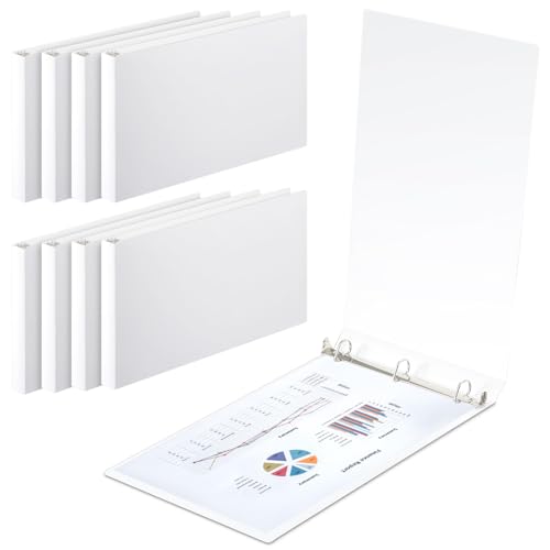 8 Pcs 3 Ring Binders Rings Heavy Duty View D Ring Binders Economy Holds 11" x 17" Paper for Artwork Blueprints, Office, Home, Work Places(White,1 Inch) - color: White, size: 1 Inch