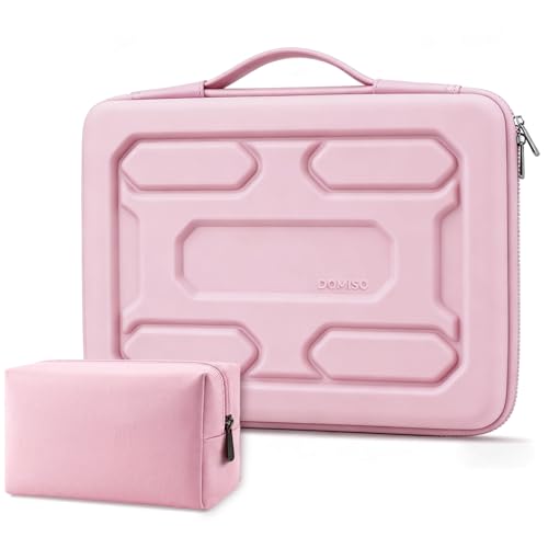 DOMISO Laptop Hard Case 17-17.3 inch Waterproof Shockproof Hard Shell Laptop Sleeve with Handle & Storage Pocket, Compatible with MacBook, HP, Dell,Pink - color: Pink, size: 17.3 inch