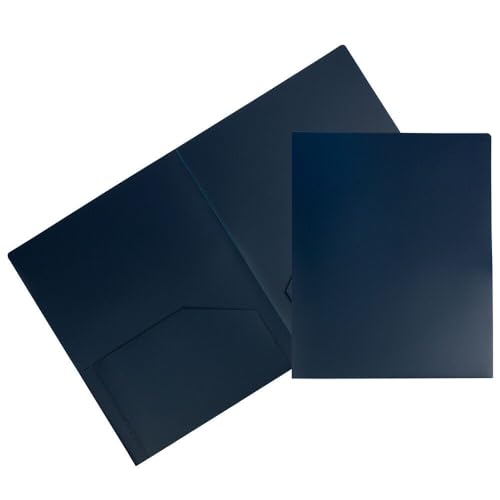 JAM PAPER Heavy Duty Plastic 2 Pocket Extra Tough School Folders - Navy Blue - 3/Pack - color: Navy Blue, size: 3 Per Pack