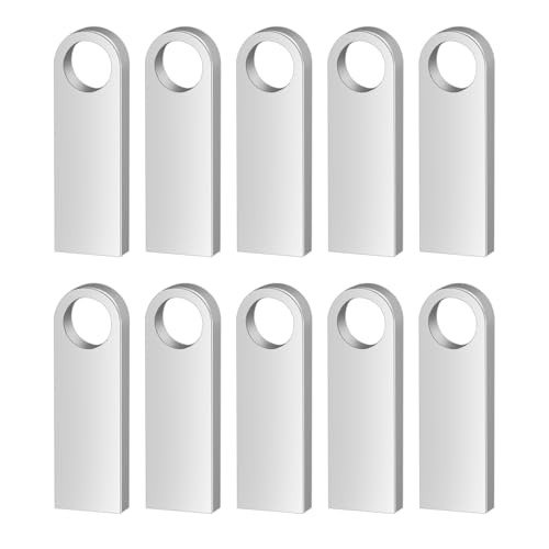 10 Pack 16GB Silver Metal USB Flash Drive, High Speed Portable Thumb Drive, Plug and Play Memory Stick, Compatible with Windows, Mac, Laptop, Desktop and Car Audio - color: 10Pack Metal USB Silver, size: 16GB