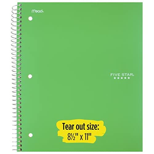 Five Star Wirebound Notebook, 1-Subject, 100 College-Ruled Sheets, 11 x 8.5 Inch Sheet Size, Teal (72051)