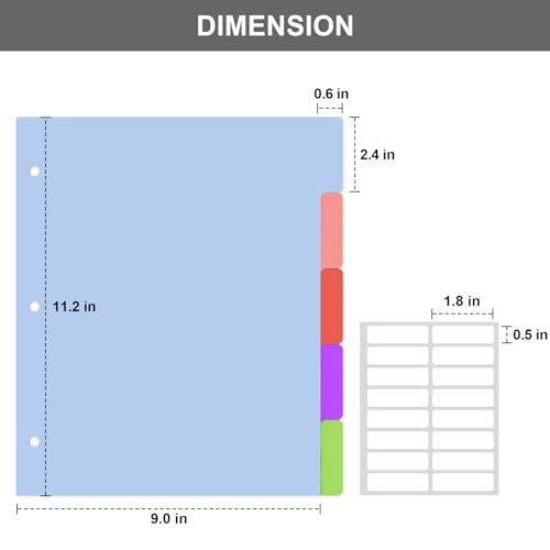 HABGP 10Pcs/2 Set 5 Tab Dividers for 3 Ring Binder, 10 Pcs Multicolor 3 Ring Binder Dividers with Tabs, Page Folder Dividers, Plastic Tabbed File Dividers with Tabs, Three Ring Binder Index Dividers - size: 2 set (10 pcs)