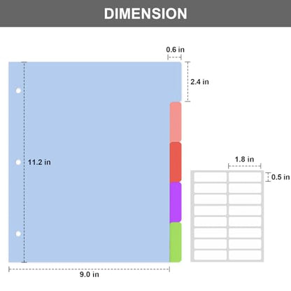 HABGP 10Pcs/2 Set 5 Tab Dividers for 3 Ring Binder, 10 Pcs Multicolor 3 Ring Binder Dividers with Tabs, Page Folder Dividers, Plastic Tabbed File Dividers with Tabs, Three Ring Binder Index Dividers - size: 2 set (10 pcs)