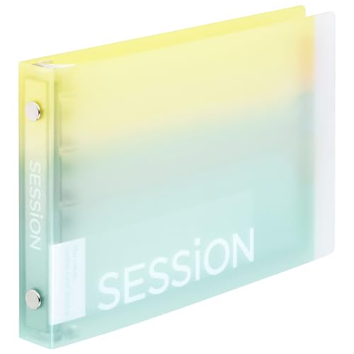 Maruman Session 5‑Ring Binder with Flexible Translucent Cover, Mini Size, 3.8" x 6", Includes 4 Erasable Tabbed Dividers, Holds up to 60 Sheets, Lemon Soda, Made in Japan - color: Gradient Lemon Soda, size: ミニ