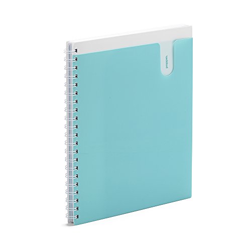 Poppin Spiral Notebook, 3-Subject College Ruled Notebook, Translucent Front Cover Pocket for Added Storage, 120 Sheets, Easy Tear Pages (Aqua, 3-Subject) - color: Aqua, size: 3-Subject