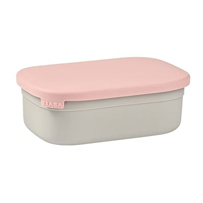 Beaba Stainless Steel Lunch Box, Kids Lunch Box with Silicone Lid, Bento Style Food Containers, Removable Silicone Dividers Make 1-3 Compartments, Rose - color: Rose
