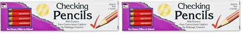 Charles Leonard Checking Pencil, Red Colored with Eraser, 12/Box (65030) (Pack of 2) - color: Red, size: 12 Count (Pack of 2)