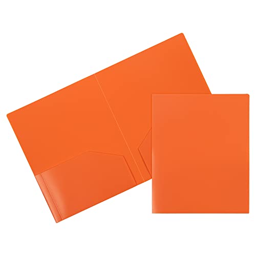 JAM PAPER Heavy Duty Plastic 2 Pocket Extra Tough School Folders - Orange - 6/Pack - color: Orange, size: 6 Per Pack
