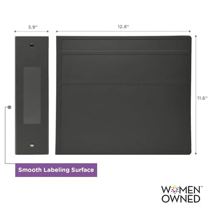 Carstens 4-Inch Heavy Duty 3-Ring Binder - Side Opening, Charcoal Gray, Durable Plastic, Precision No-Gap Rings, Waterproof Cover, No Pockets, Holds 600 Letter Sheets, BPA-Free, Made in USA (1851-3R) - color: Charcoal Gray, size: Individual