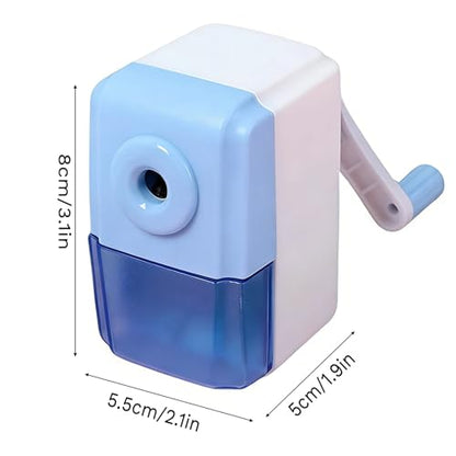 Colored Pencil Sharpener for Kids with One-Handle Operation,Pencil Sharpener Manual with Transparent Container and Non-Slip Base(1 Pack,Blue)